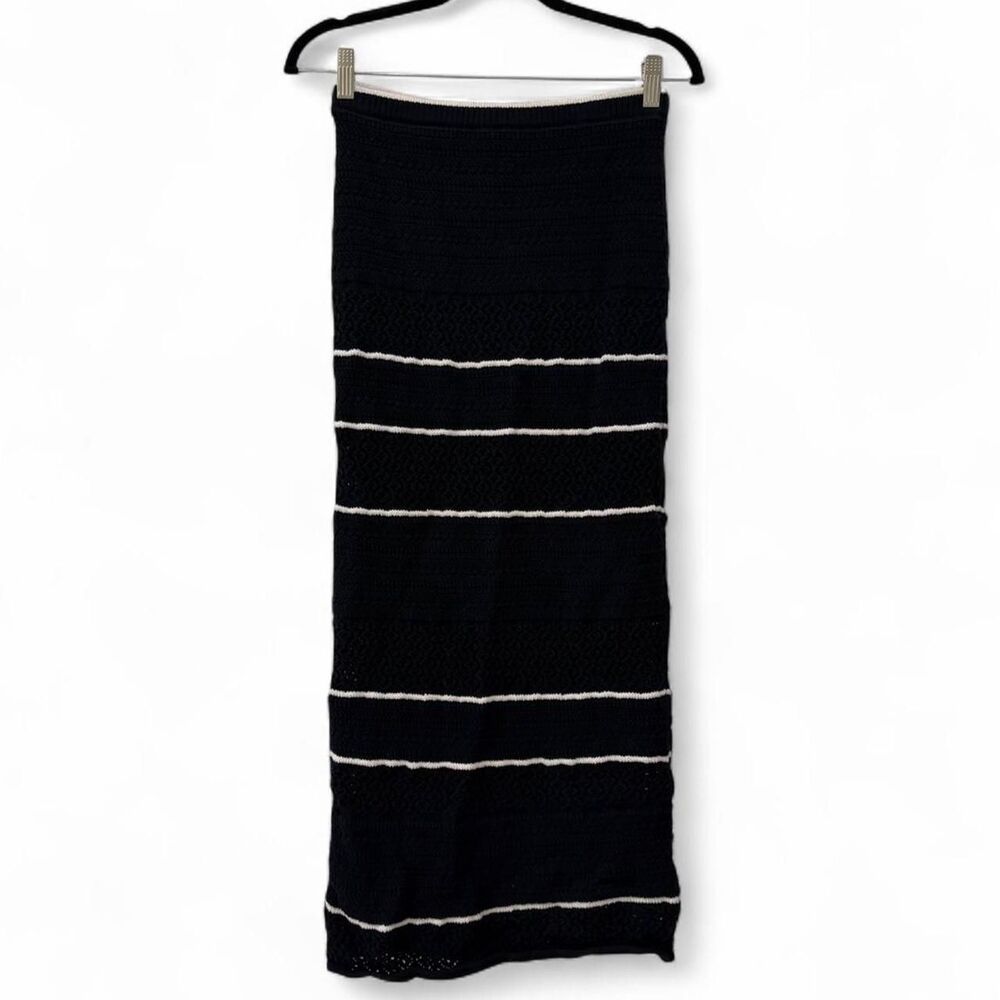 abercrombie & fitch black crochet knit maxi skirt